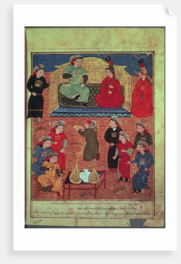 Ms. Supp. Pers. 1113 fol.203v Arghan Khan with two of his wives and his son Ghazan by Persian School