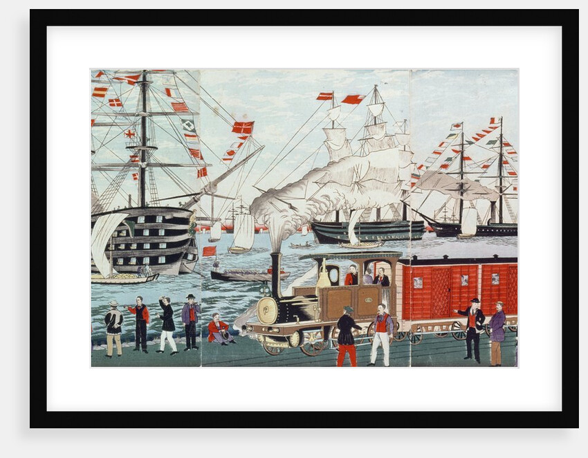 Commodore Perry's Gift of a Railway to the Japanese in 1853 by Ando or Utagawa Hiroshige