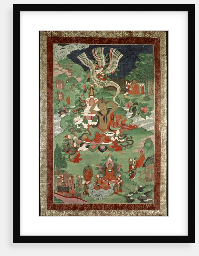 Buddha cutting a tuft of hair, Tibetan temple banner by School Tibetan
