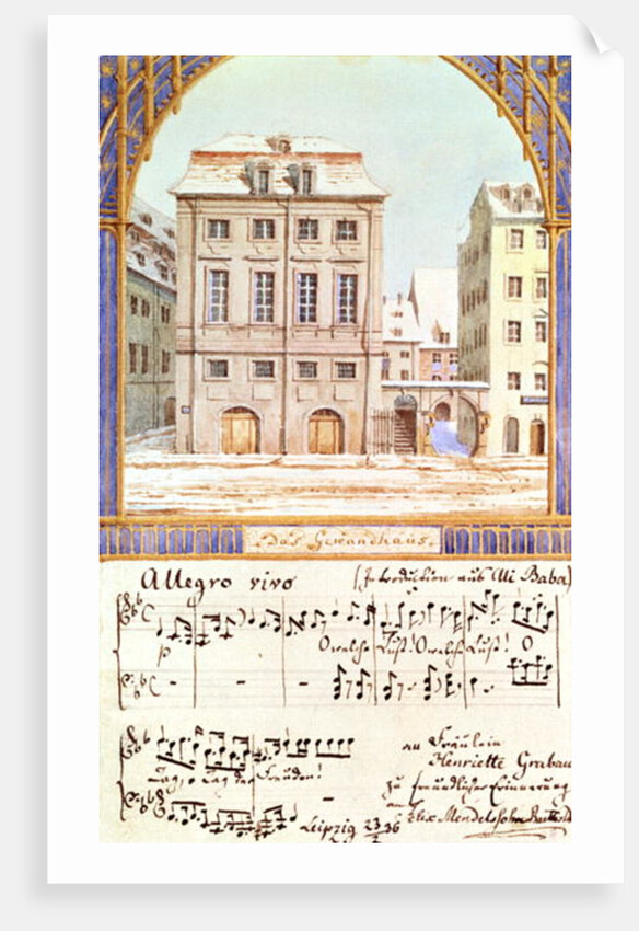 The Leipzig Gewandhaus with a piece of music by Felix Mendelssohn by German School