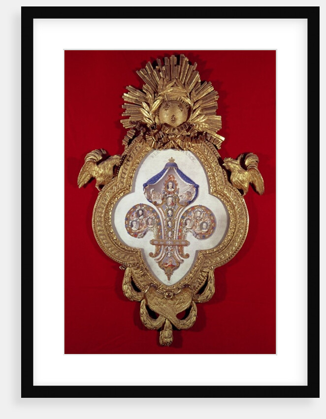 The Fleur de France, genealogical tree with thirteen portraits of Louis XV and his descendants in a fleur-de-lys shaped frame, 1765 by Glokeur de Surchamps
