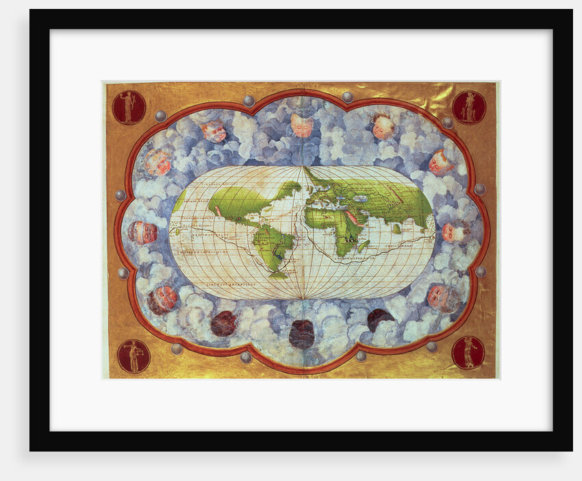 Map tracing Magellan's world voyage, once owned by Charles V, 1545 by Battista Agnese