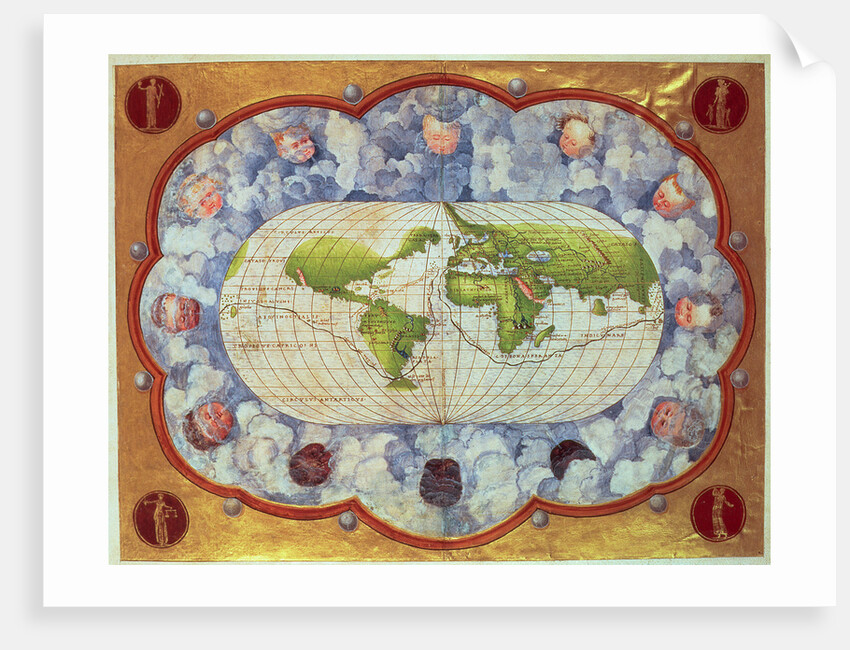 Map tracing Magellan's world voyage, once owned by Charles V, 1545 by Battista Agnese