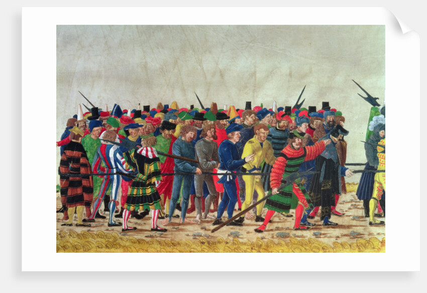 Halberdiers of Maximilian I guarding French prisoners by Austrian School