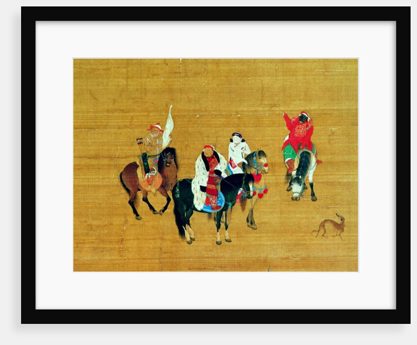 Kubilai Khan Hunting, dynastie Yuan, détail by Liu Kuan-tao