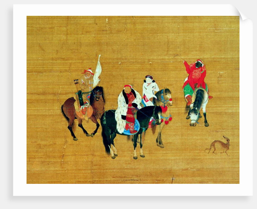 Kubilai Khan Hunting, dynastie Yuan, détail by Liu Kuan-tao