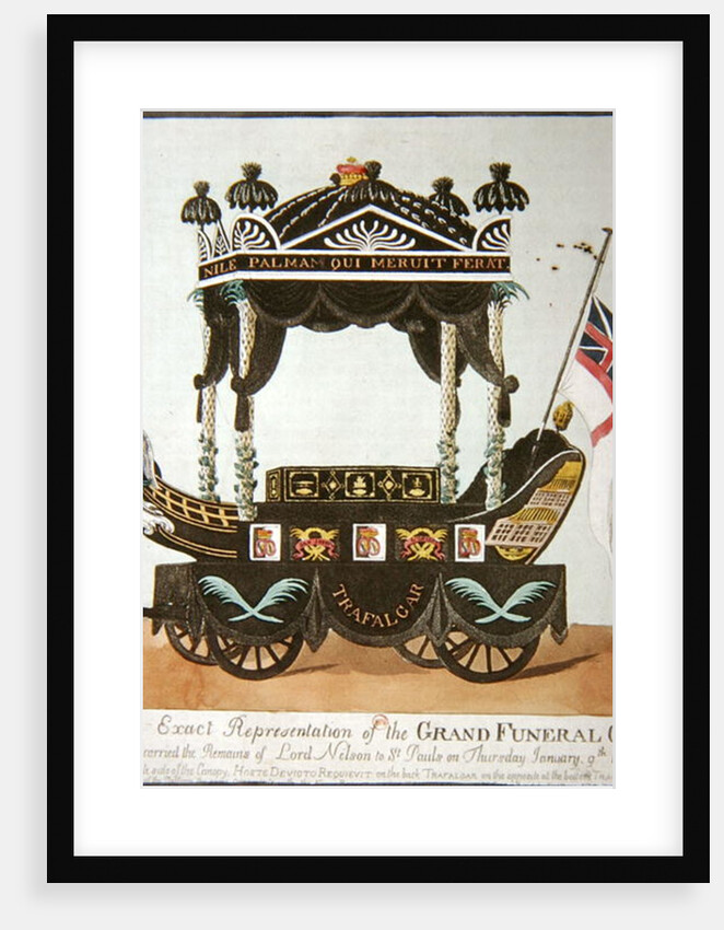 An exact representation of the grand funeral car that carried the body of Lord Nelson from The Admiralty to St. Paul's Cathedral on 9th January 1806 by English School
