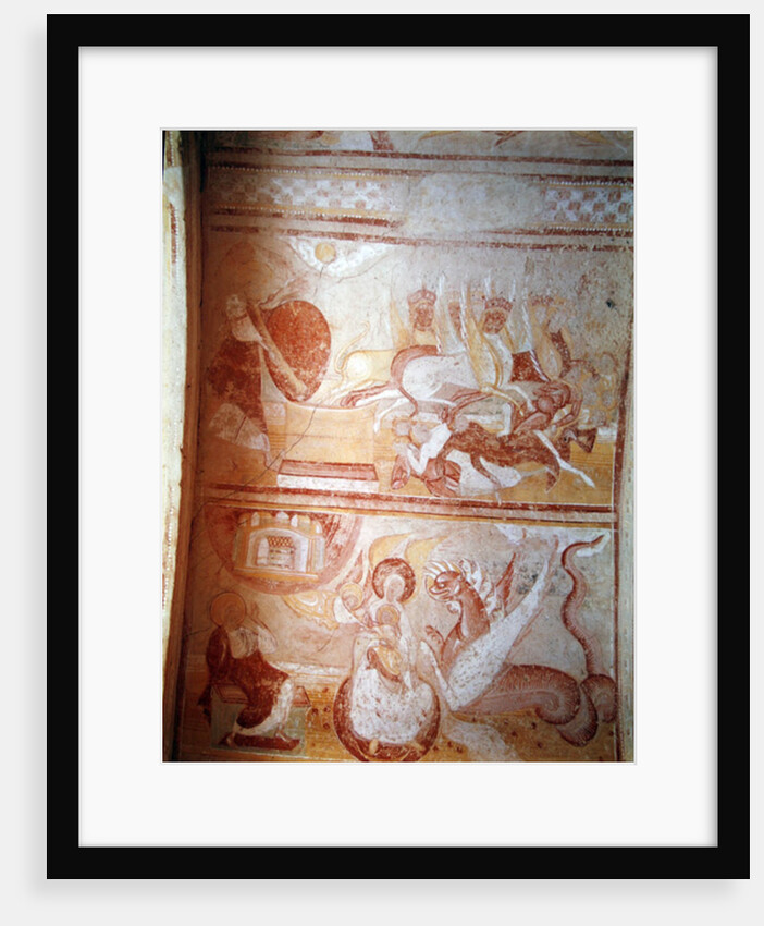 The plague of locusts and a dragon threatening a woman by French School