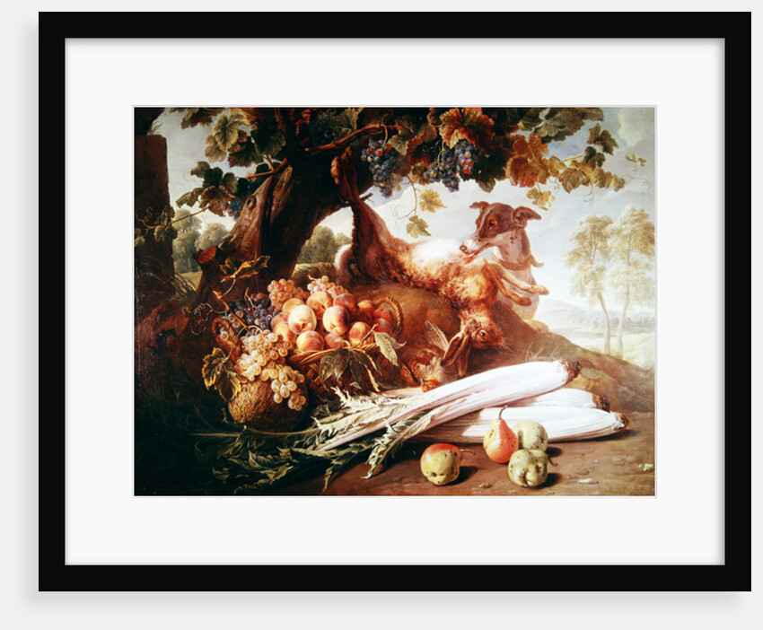 Still Life of Flowers, Game and Fruits by Alexandre-Francois Desportes