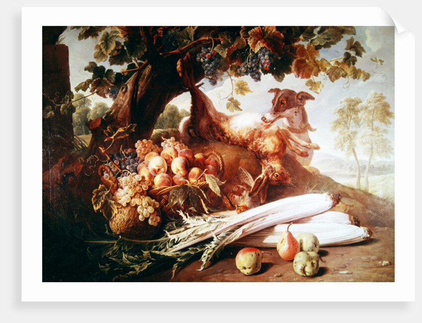 Still Life of Flowers, Game and Fruits by Alexandre-Francois Desportes
