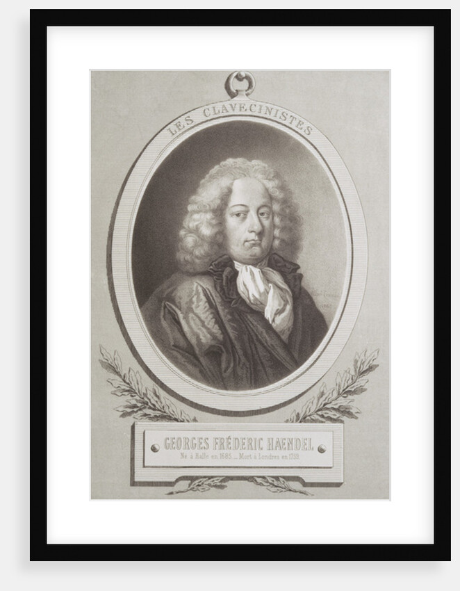 Portrait of George Frederick Handel frontispiece of a music score by French School