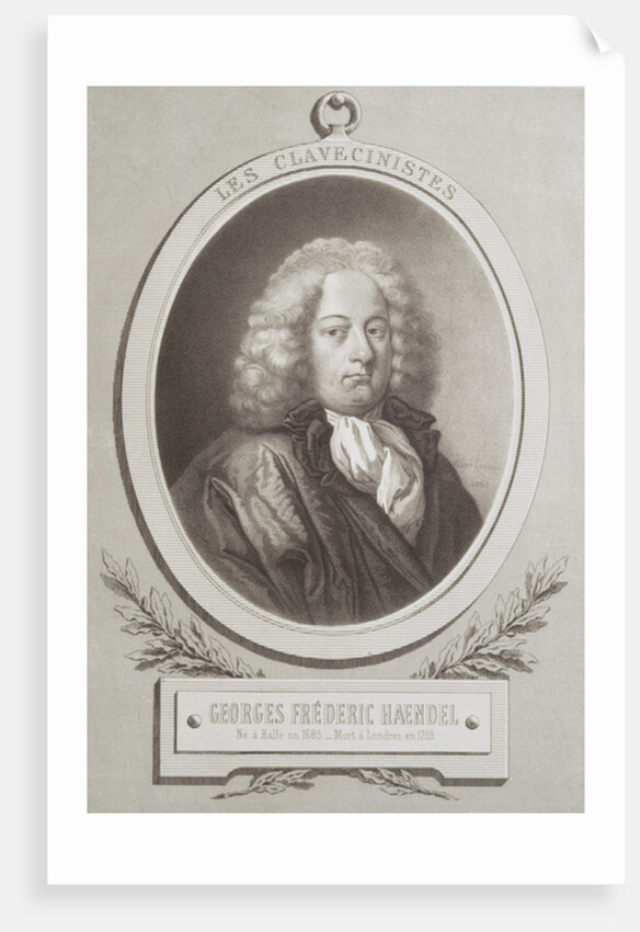 Portrait of George Frederick Handel frontispiece of a music score by French School