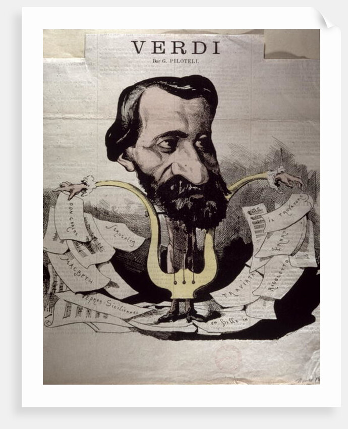 Giuseppe Verdi, caricature, 1860's by Georges Labadie Pilotell