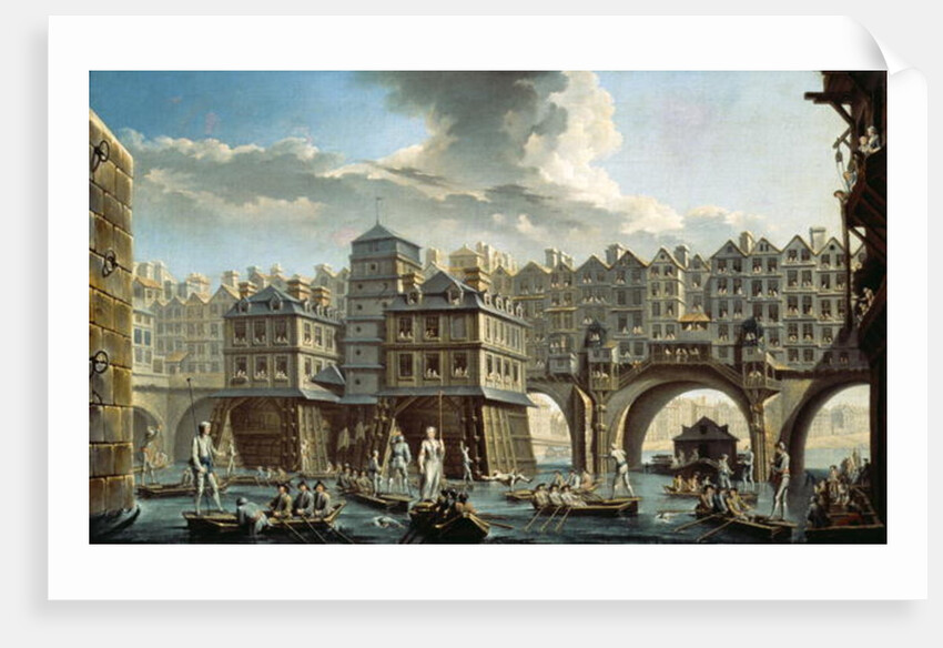 The Bargemen's Contest in front of the Pont Neuf, Paris by Nicolas & Jean Baptiste (1715-93) Raguenet