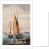 Fishing boats and steamship, with additions by Prince Alfonso Maria di Borbone by Giacinto Gigante