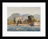 Rowing barge with the Borbone flag approaching a large house on the Neapolitan coast, with additions by Prince Gaetano Maria Federico di Borbone by Giacinto Gigante