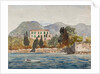 Rowing barge with the Borbone flag approaching a large house on the Neapolitan coast, with additions by Prince Gaetano Maria Federico di Borbone by Giacinto Gigante