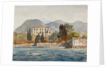 Rowing barge with the Borbone flag approaching a large house on the Neapolitan coast, with additions by Prince Gaetano Maria Federico di Borbone by Giacinto Gigante