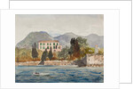Rowing barge with the Borbone flag approaching a large house on the Neapolitan coast, with additions by Prince Gaetano Maria Federico di Borbone by Giacinto Gigante