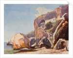 The Capuchin Monastery at Amalfi from the beach, with additions by a Borbone pupil by Giacinto Gigante
