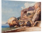 The Capuchin Monastery at Amalfi from the beach, with additions by a Borbone pupil by Giacinto Gigante