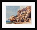 The Capuchin Monastery at Amalfi from the beach, with additions by a Borbone pupil by Giacinto Gigante