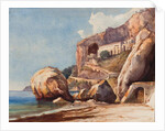 The Capuchin Monastery at Amalfi from the beach, with additions by a Borbone pupil by Giacinto Gigante