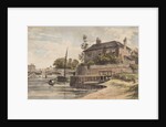Berkshire: Windsor Bridge from the meadow going to Clewer, Mr Collins' House, Young Cramer and Blagsom in the boat, 18 July 1832 by William Crotch