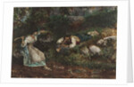 An Italian Contadina wooe'd by a Shepherd by Domenico Pennacchini