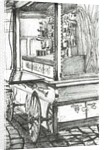 Cart outside Cheers Bar Boston USA, 2003 by Vincent Alexander Booth