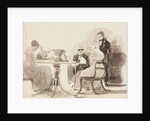Man standing at a table with three seated women by John Harden