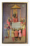 Nebuchadnezzar questions Daniel and his Companions by Master of Marradi