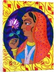 Maharani with white and pink flower, 2011 by Jane Tattersfield