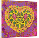 Valentine's folk heart on pink, 2016 by Jane Tattersfield