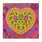 Valentine's folk heart on pink, 2016 by Jane Tattersfield