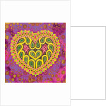 Valentine's folk heart on pink, 2016 by Jane Tattersfield