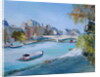 Barge sailing down the river Seine in Paris by Anne Durham
