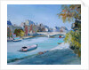 Barge sailing down the river Seine in Paris by Anne Durham