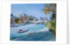 Barge sailing down the river Seine in Paris by Anne Durham