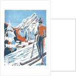 Ski, 2015, linoprint by Charlotte Orr