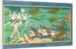 The Battle of Lanka, between Rama and Ravana, King of the Rakshasas by Rajasthani School