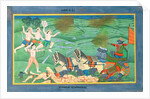 The Battle of Lanka, between Rama and Ravana, King of the Rakshasas by Rajasthani School