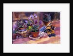 Potting up the pansies, 1996 by Sue Wales