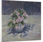 Pinks in stripey jug, 2013 by Sue Wales