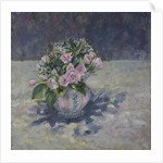 Pinks in stripey jug, 2013 by Sue Wales