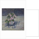 Pinks in stripey jug, 2013 by Sue Wales