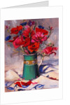 Poppies & cornflowers in green jug, 1994 by Sue Wales