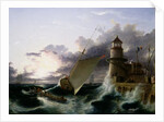 Boat by a Lighthouse, a Squall Going Off by Francis Danby