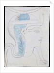Study of a Relief of the Head of the God Khonsu in the Temple of Seti I, Abydos, 1874 by Frederick Arthur Bridgman
