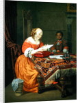 A Woman Reading a Letter with a Negro Page in Attendance, 1670 by Michiel van Musscher